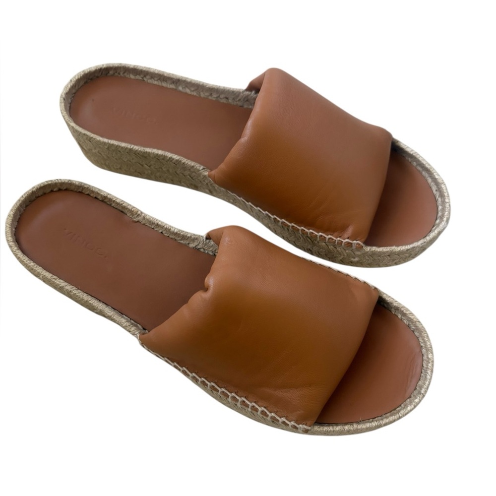 Vince Made in Spain Leather Jesse Platform Espadrilles Sandals Brown Size 9